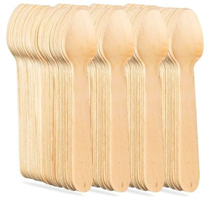 G4GADGET 500x Wooden Spoons – Strong & Durable Disposable Cutlery for Parties, Catering, Weddings, BBQs, and Events – Smooth Finish – 16cm Long