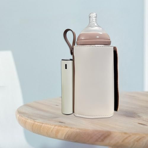 FALANZATH Flaschenwärmer Baby Unterwegs Tragbar, 21-Stufen Temperaturregelung mit LED-Display, 5800mAh Akku, Intelligente Speicherfunktion, Ideal für Reisen/Nachtfütterung (Beige)