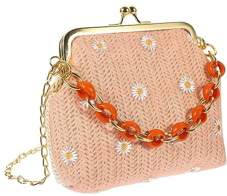 minkissy 1Pezzi Intrecciata con Ricamo per Spalla Pratica e Creativa per Shopping e Rosa