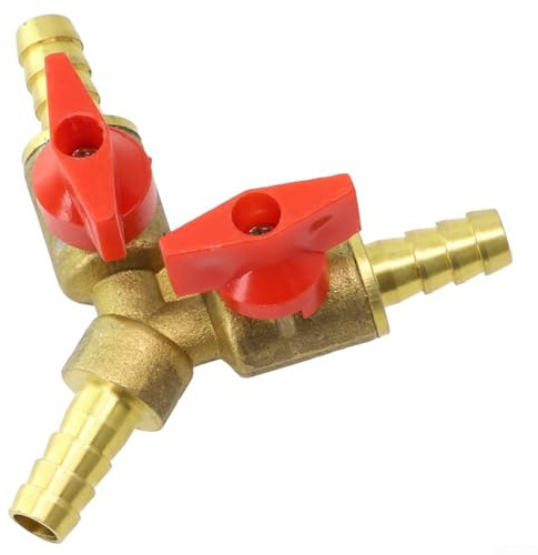 babominimer Y-förmiger 3-Wege-Kugelhahn-Schlauchverbinder aus Messing für Kraftstoff, Luft, Wasser, Gas, langlebig, pneumatische Sanitärarmatur für Gartenbewässerung, Aquarium (8 mm)