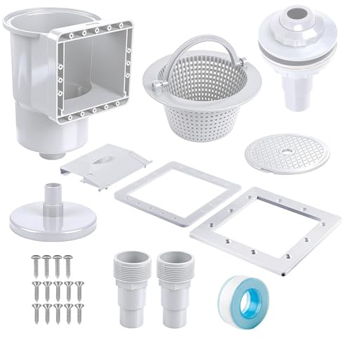 Wapasezyar 10-TLG. Einbauskimmer, Skimmer Pool Set, Einlaufdüse Großem Skimmer Korb Schlauchanschluss 32/38mm Winterverschlussklappe für Poolreinigung Stahlwandpools Wasserpflege Aufstellpool