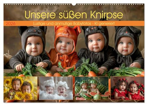 Unsere süßen Knirpse (Wandkalender 2026 DIN A2 quer), CALVENDO Monatskalender: Lustige und anmutige Babyfotos - KI generiert (CALVENDO Menschen)