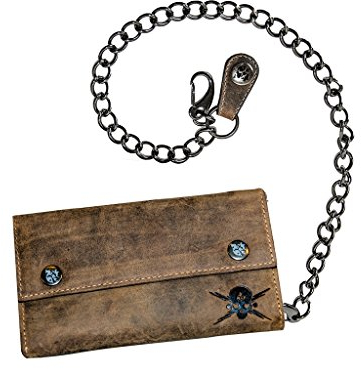 Jack's Inn 54 Bikerbörse Querformat mit Kette - Leder - 9x15cm