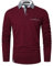 GHYUGR Mens Long Sleeve Polos with Classic Plaid Splice Golf T-Shirt,Red 1,XL