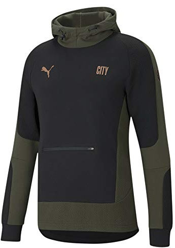PUMA Manchester City Evostripe Kapuzenpullover Herren schwarz/dunkelgrün, M (48/50 EU)