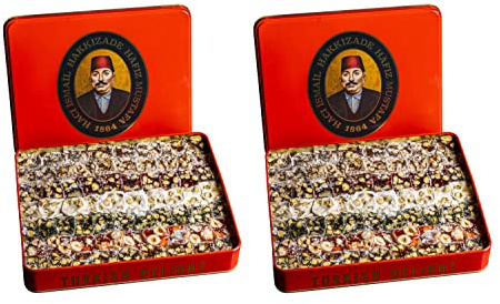 Hafiz Mustafa 1864 Istanbul, Turkish Delight, Dessertsnacks, Pistazie, Haselnuss, Walnuss, Feige, Orange, Granatapfel, Kiwi, Honig, Milch - Türkisches Süßigkeitentablett Geschenkideen für Geburtstag