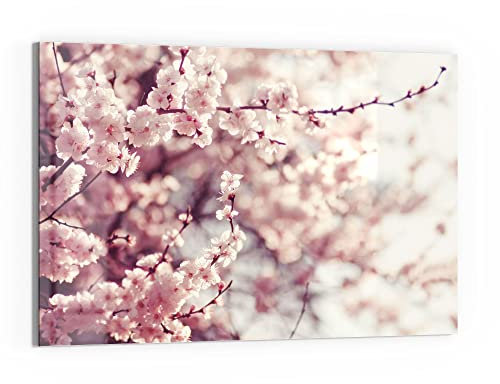 DEQORI Glas-Magnettafel | 60x40 cm groß | Motiv Kirschblütenzweige | Memo-Board aus Glas | Magnetboard inkl. Magnete, Stift & Tuch für Küche & Büro | Tafel magnetisch & beschreibbar