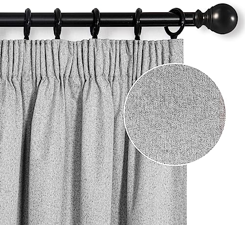 MYSKY HOME Vorhänge Blickdicht Kräuselband Gardinen Schlafzimmer Thermovorhang Kälteschutz Verdunkelung, Höhe 200 x Breite 140cm, Hellgrau, 2er-Set