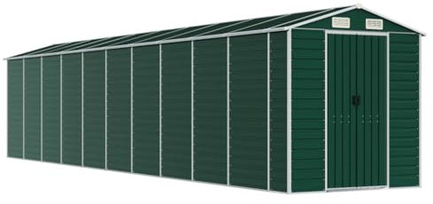 vidaXL Garden Shed, Outdoor Storage Shed with 4 Air Vents, Tool Shed for Lawn Garage Yard, Metal Garden Storage Unit, Green Galvanised Steel