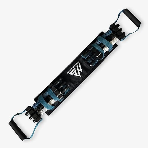 SmartWorkout - SMARTPRESS - Pectoralis & Back Expander mit einstellbaren Widerstandsbändern bis 80 Kilo - 6 Kurze Bodybuildingschlingen mit Schaumstoffarmatur
