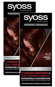 Syoss Color Coloration 4_2 Mahagoni Stufe 3 (2 x 115 ml), permanente Haarfarbe für bis zu 10 Wochen Farbintensität und 70% weniger Haarbruch*