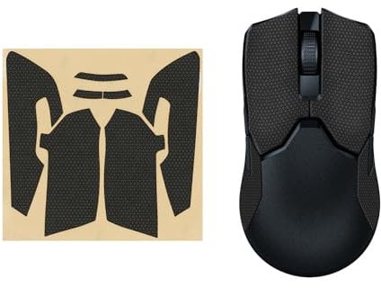 kwmobile Mouse Grip Tape Compatible with Razer Viper 8k HZ Grip Tape - Non-Slip Faux Leather - Black