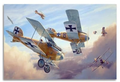 YQXTRB Poster, Motiv: Kampfflugzeug, Albatros, D-Va, Militärflugzeug, dekoratives Gemälde, Leinwand, Wandposter und Kunstdruck, moderne Familienschlafzimmer-Dekoration, Poster, 30 x 45 cm