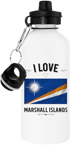 OLDRYTEE I Love Marshall Islands Flask Wasserflasche Weiß Thermo