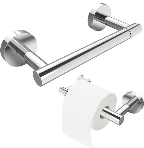 Toilet Roll Holder Wall Mounted,Double Post Pivoting Toilet Roll Holder,Chrome SUS304 Stainless Steel Toilet Paper Holder for Bathroom for WC,Washroom