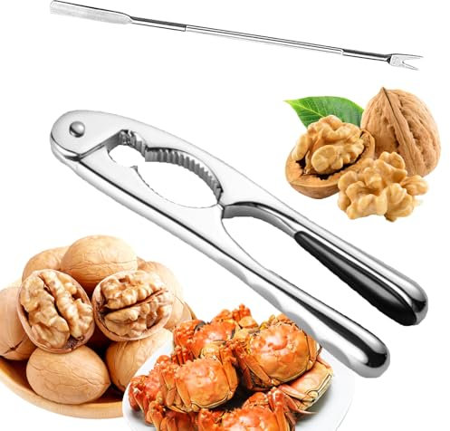 Xiujuers Casse Noix, Pince Casse Noix Manuel avec Fourchettes, Pince Casse Noisette, Casse-Noisette en Métal, Casse-Noix en Acier Inoxydable, Casses Noix, Convient Aux Noix, Amandes, Noisettes (B)