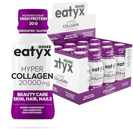 eatyx Hyper Collagen 20.000 mg Booster | 12 x 95 ml | Kollagen zum Trinken für Gelenke, Haut & Haare | Mango-Maracuja Geschmack | Für empfindliches Haar & Haut | Für Sportler & aktive Menschen