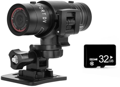 Jrpzcv F9 Mini Sports Camera 1080P 200W Outdoor Equitazione da Moto Sport DV Videocamera Videocamera per Bicicletta Impermeabile