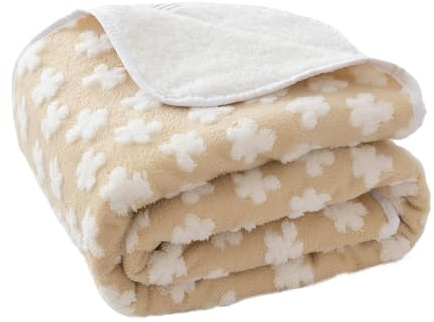 Amarrirose wasserdichte Hundedecke - 100x110 cm Maschinenwaschbar, Kuschelig weiche Sofadecke mit kuscheliger Polsterung, 3D strukturierte Wolken, Warme weiche Katzendecke, Khaki