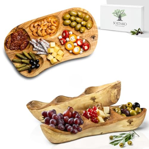 SOLTAKO Olivenholz Geschenksset ideal für Tapas und Snakcs Bundles La Rustica + La Bodeguita 2er Set.