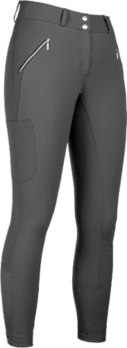 HKM Women's Lia High Waist Silicone Full seat Riding Breeches, Grey, 26