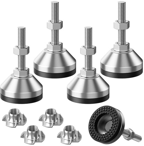 Stellfüße M10 X 50mm,4 Stk Möbelfuß Höhenverstellbar,Möbelfüße Verstellbar,Kohlenstoffstahl Schraubfüße | Stabil Verstellschraube |Nivellierfüße mit Kunststoffbasis,Füße Für Möbel mit Einschlagmuttern