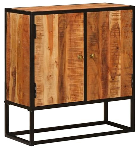 vidaXL Sideboard mit Tür Beta Natur 70 x 30 x 75 cm Massives Akazienholz, Industriedesign Sideboard, viel Stauraum, rechteckig, Akazienholz, praktischer Ablagefläche