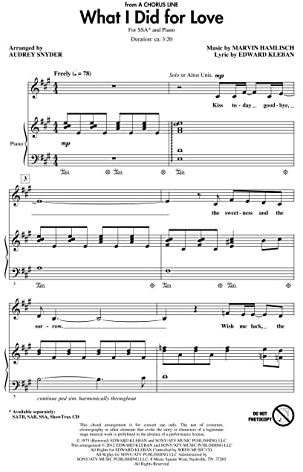 Hal Leonard What I Did for Love (from A Chorus Line) SSA Arranged by Audrey Snyder