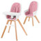Kinderkraft Seggiolone Pappa TIXI, Gambe In Legno, Ergonomico, Vassoio Regolabile, Poggiapiedi, 6 Mesi fino a 5 Anni, Rosa