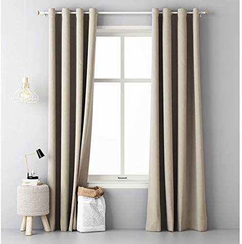 JEMIDI Vorhang Blickdicht lichtundurchlässig 140x250cm - Gardine mit Ösen Anbringung - Ösenschal Dekoschal Verdunkelungsvorhang - 100% Polyester