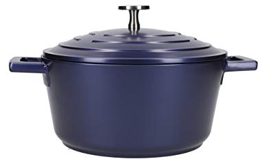 MasterClass Small Casserole Dish with Lid, 2.5L/20cm, Lightweight Cast Aluminium, Induction Hob and Oven Safe, Blue