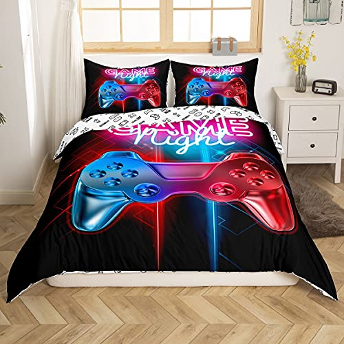 Spieler Bettwäsche Set Jungen Teenager Kinder Spielzimmer Dekor Spielen Tröster Abdeckung Moderne Neuheit Sci-Fi-Stil Videospiele Gamepad Bedruckte Bettbezug Joysticks D-Pad Muster Tagesdecke, 135x200
