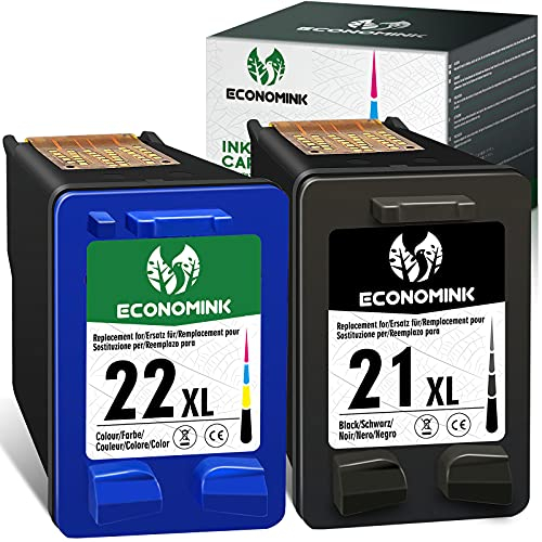Economink 21XL 22XL Schwarz und Farbe Kompatibel für HP 21 22 XL Druckerpatronen Multipack fü F2280 F380 F2180 F4180 F370 F375 F4100 D2360 F2224 PSC 1410 1400 4315