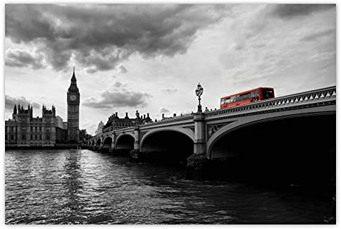 H858 Wandtattoo, Motiv Big Ben Bridge England, 60 x 40 cm