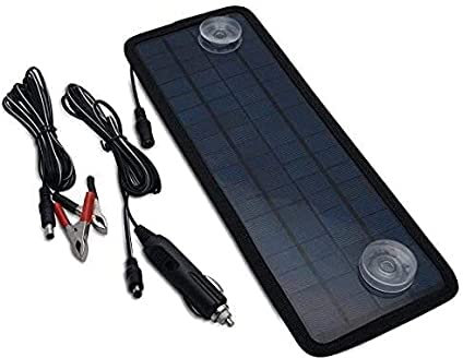 Riloer Chargeur de batterie solaire universel 12V 5W pour voiture, bateau, yacht, alimentation de charge de batterie portable en plein air avec prise allume-cigare