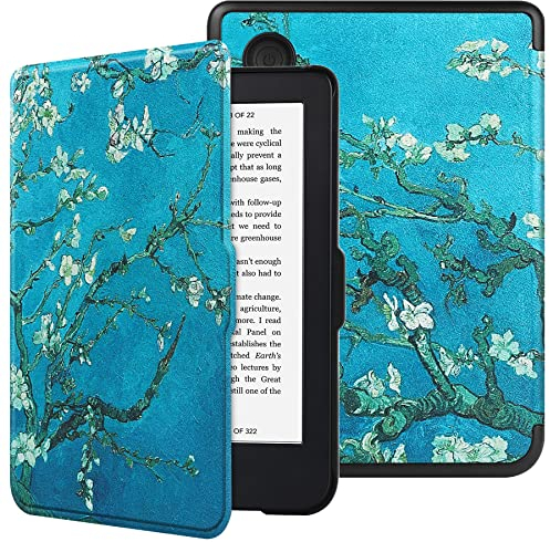 HGWALP Slimshell Coque de Protection pour 6 Kobo Clara Colour Liseuse eBook/Kobo Clara BW 2024 eReader/Kobo Liseuse Clara 2E 2022, Étui Housse Protection Magnétique Smart Cover-Apricot Flower