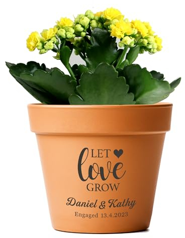 Personalised Planter Plant Pot Large Terracotta Pots Flower Pot with Drainage Hole Anniversary Wedding Garden Gifts for Christmas Mum Women Succulent Cactus Planter Outdoor Garden Decor(Design 1)