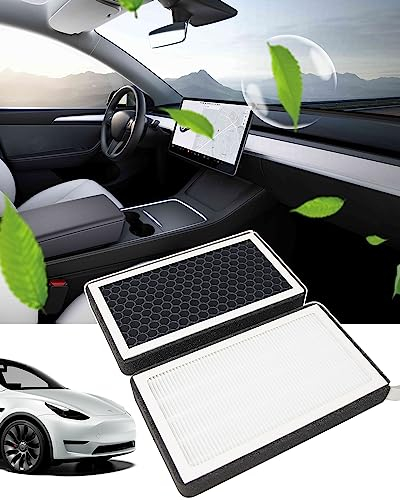 KKTR-CAR Filtro Aria HEPA con Carbone Attivo, Sostituzione del Filtro Aria della Cabina per Tesla (2017-2025) (Model Y/3 Filtro Aria Condizionata)