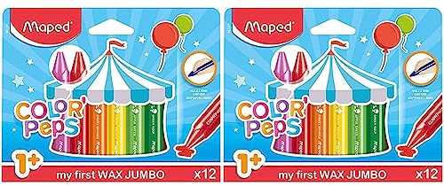 Maped M861311 - Wachsmalstifte Color Peps Wax Jumbo, 12 Stück (Packung mit 2)