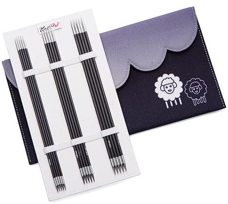 KnitPro Doppelspitz-Stricknadel-Set – Karbonz (20 cm) – 5er-Set