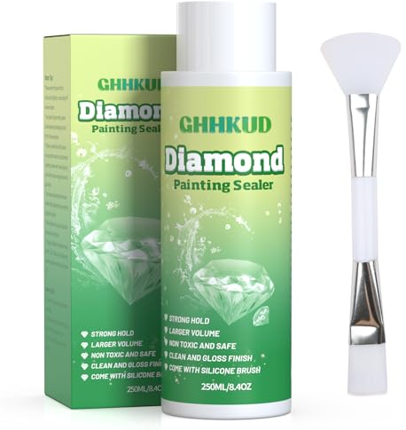 GHHKUD 250ml Diamond Painting Versiegelung, Diamant Painting Versiegeler mit Pinsel - Diamond Painting Zubehör - Transparentes Diamond Painting Kleber