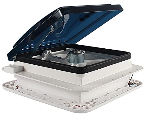 Begoniape Ventilateur de toit pour camping-car, caravane, fenêtre de toit, ventilateur inverse, silencieux, 10 pales - Équipement de camping-car avec moustiquaire et lumière LED