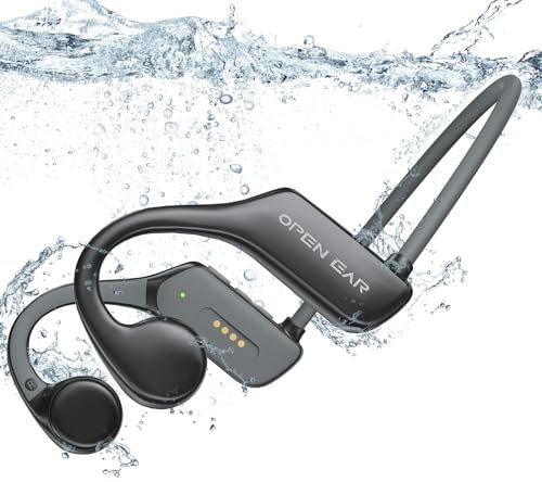 fojep Bone Conduction Headphones, Swimming Headphones Bluetooth 5.3, IP68 Waterproof Headphones, Underwater Headphones, Open Ear Wireless Sport Headphones with Built-in Mic for Running, Cycling, Gym