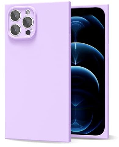 oakxco for iPhone 12 Pro Max Case Silicone Square Edge, Y2k Rectangle Soft Rubber Gel Cute Phone Case for Women, Girly Aesthetic Trendy Design, Thin Slim Matte TPU Protective Cover, Purple Lavender