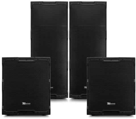 Power Dynamics PD PDY2215A Active PA System Package with Dual 15-Inch Tops, 18-Inch Subwoofer, Bi-Amplified DSP, Full-Range Output, Combi XLR/Jack Inputs, DJ Speaker Kit for Events & Performances