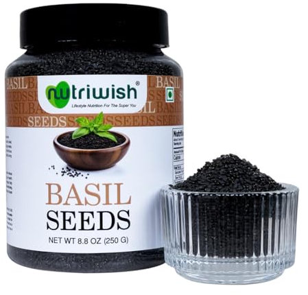 Basil Seeds 8.8 oz (250g) | 100% Natural, Raw & Gluten-Free | Perfect for Smoothies, Drinks & Desserts