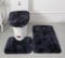 Soft Microfiber Bathroom Rugs Sets 3 Piece,Non-Slip Bath Mat Fluffy Plush Toilet Seat Cover for Bathroom,Water Absorbent Bathmat,Machine Washable (Navy)