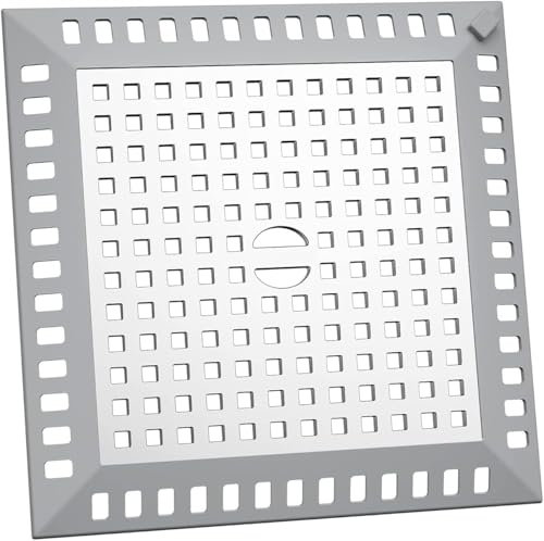 PacuM Shower Drain Hair Catcher, Shower Drain Cover 12 x 12 cm Shower Strainer Shower Stall Protector Stainless Steel and Silicone for Bathroom, Bathtub, Shower Drain, Kitchen Sink