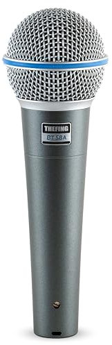 THEFING BT 58A Wired Dynamic Supercardioid Vocal Microphone,Includes 16ft XLR Audio Cable and Stand Adapter,for Stage Singing,Studio,Mixer,Speakerand Karaoke,Handheld Mic