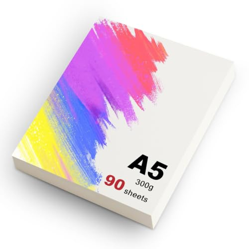 msymsyu 90 Blätter Aquarellpapier A5 300g Watercolor Paper 21x15cm | Baumwolle Lose Aquarell Papier für Malen Kalligraphie üben DIY machen für Zeichenbegeisterte Illustratoren und Studenten